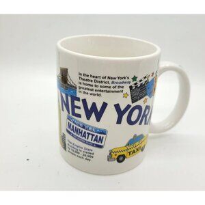 Vintg New York Manhattan Ceramic Mug Iconic Landmarks Coffee Mug souvenir